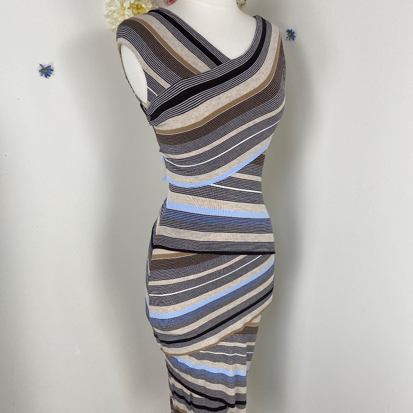 ANTHROPOLOGIE Body Con Bandage Striped Stretch Dress Size XS/Small - Picture 7 of 9